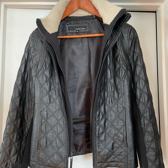 Ladies Medium Black Quilted Leather Moto Jacket by Wilson’s Leather - Picture 3 of 11